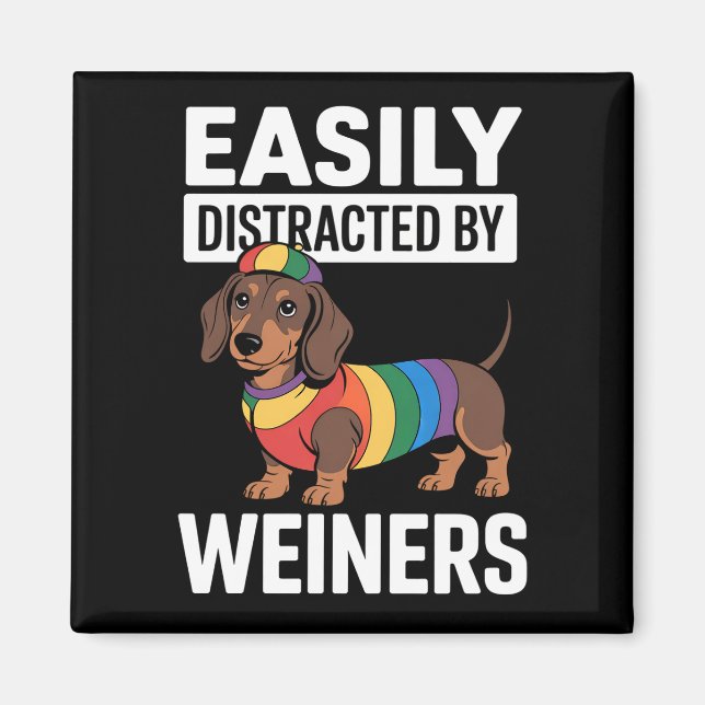 Imã Facilmente Distraído Por Weiners LGBTQ Arco-Íris G (Frente)
