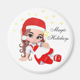 Imã Fada Anjo de Natal Fofo & Estrelas