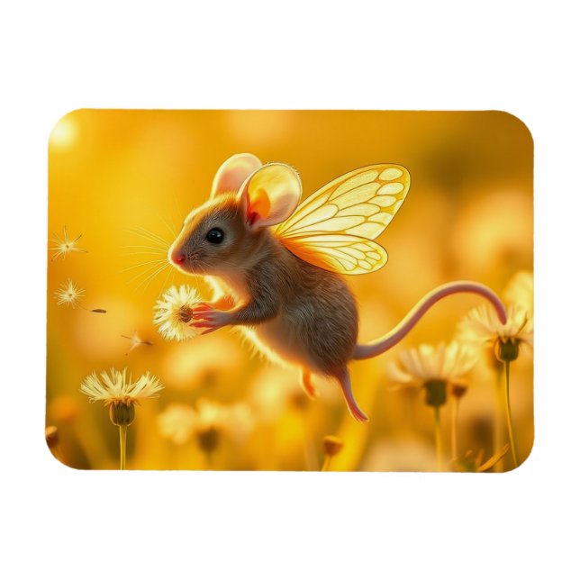 Ímã Fada de Mouse no jardim (Horizontal)