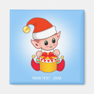 Imã Fada de Natal Fofo & Seu Texto em Azul Claro