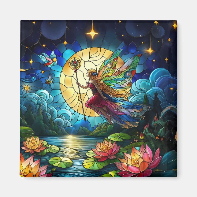 Imã Fada do Voo ao Luar de Vitral (Frente)