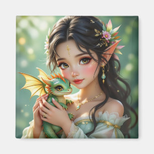 Imã Fada Elven Bonita & Dragão Etéreo