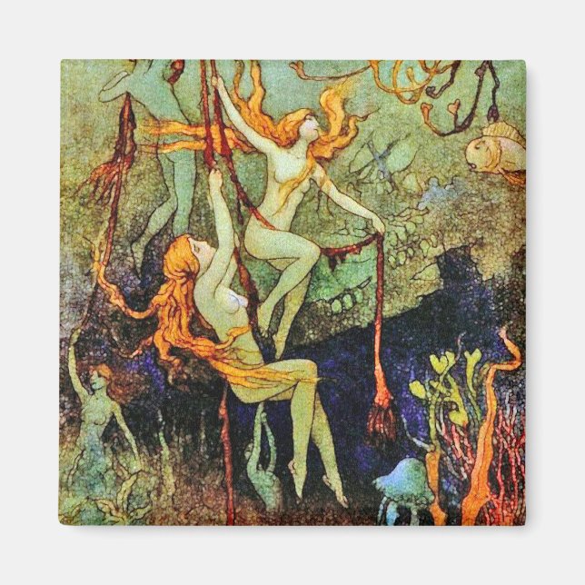 Imã Fadas-Mermaids - por Warwick Goble (Frente)