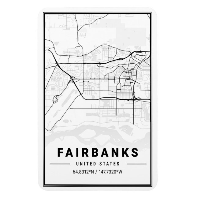 Ímã Fairbanks Alaska City Viagem Map (Vertical)