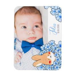 Ímã Faire-part naissance magnet Lapin et fleurs