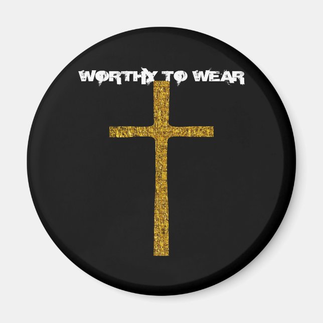 Imã Faith Cross Dourado - Digno De Vestir (Frente)