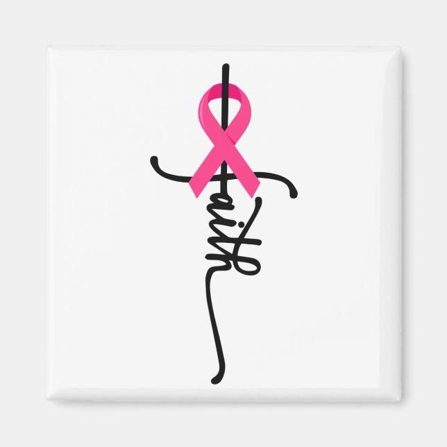 Imã Faith Cross Warrior Survivor Friso Rosa (Frente)