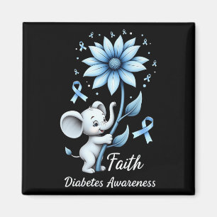 Imã Faith Cute Elephants Sunflower Diabetes Sensibiliz