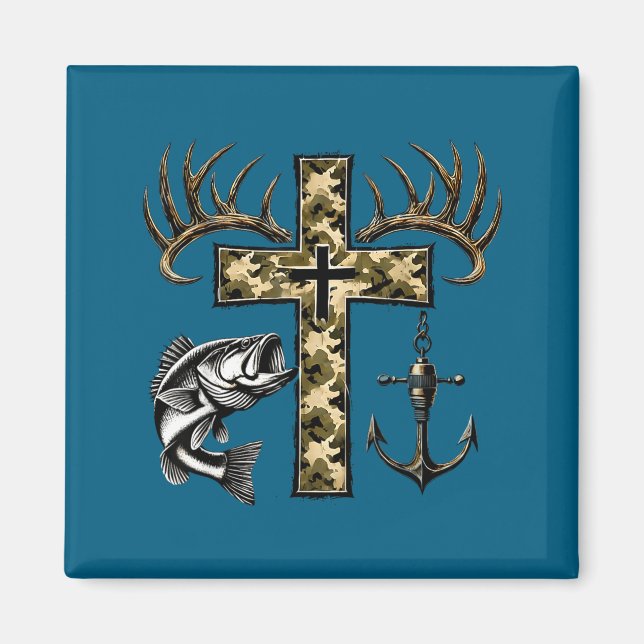 Imã Faith Fishing Hunting Camo Cross With Hook B Chris (Frente)