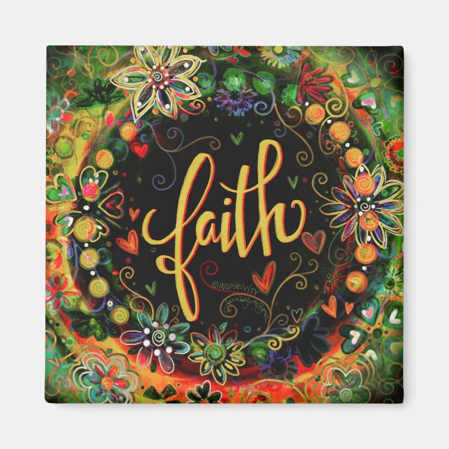 Imã Faith Floral Inspirational Benessings Trendência B (Frente)