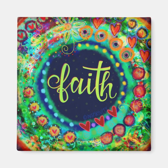Imã Faith Green Bonito Diversão Floral Inspirivência M (Frente)