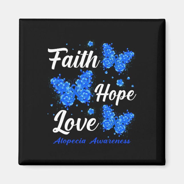 Imã Faith Hope ama Alopecia Consciência Borboleta (Frente)