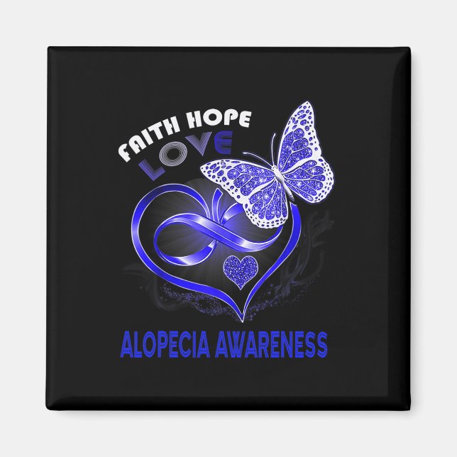 Imã Faith Hope ama Alopecia Conscientização Borboleta  (Frente)