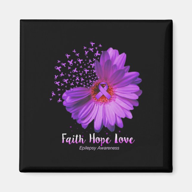 Imã Faith Hope ama Consciência Epilepsia Girassol (Frente)