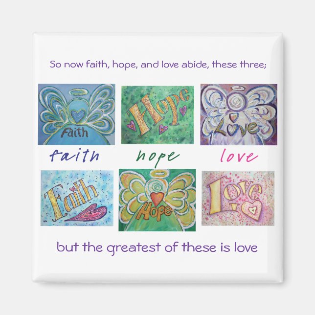 Imã Faith Hope Love Angel Word Collnet (Frente)