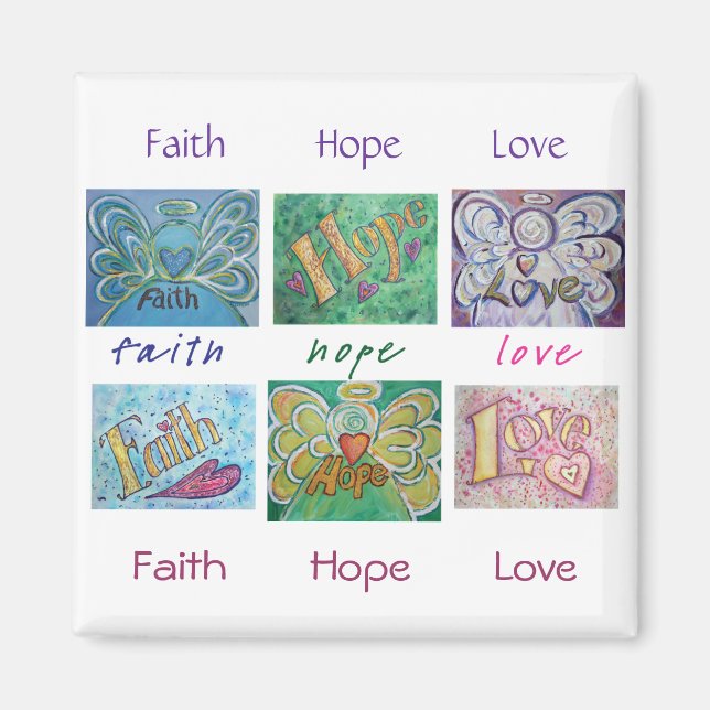 Imã Faith Hope Love Angel Word Collnet (Frente)
