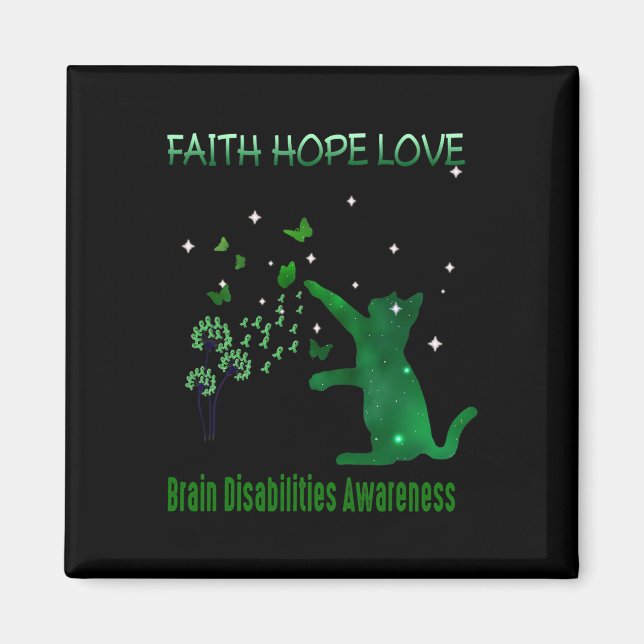 Imã Faith Hope Love Brain Disabilities Consciência 1 (Frente)