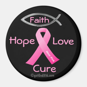 Imã Faith Hope Love Cure gotGod316.com Fita Rosa