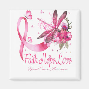 Imã Faith Hope Love Dragonfly Ribbon Breve Cancer