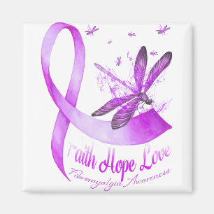 Imã Faith Hope Love Dragonfly Roxo Fibromyalae