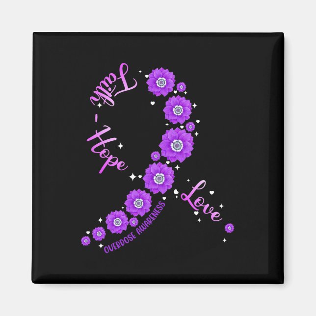 Imã Faith Hope Love Overdose Awarness Flower W (Frente)