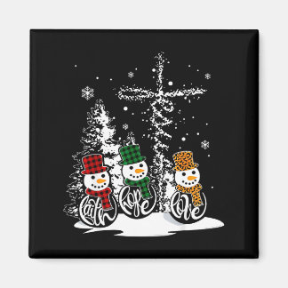Imã Faith Hope Love Snowman Jesus Christian Tree Chris