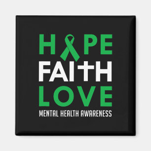 Imã Faith Love Green Ribbon Saúde Mental Consciência