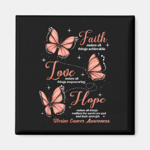Imã Faith Love Hope Butterfly Uterine Cancer Consciênc