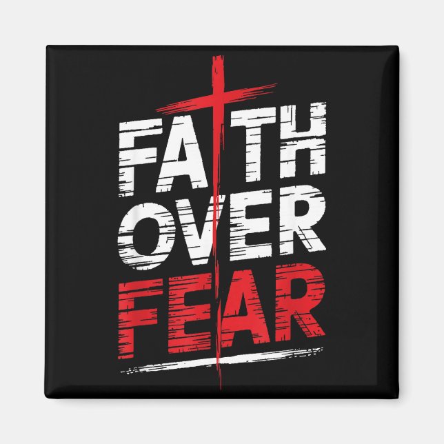 Imã Faith Over Fear With Cross Christian Men  (Frente)