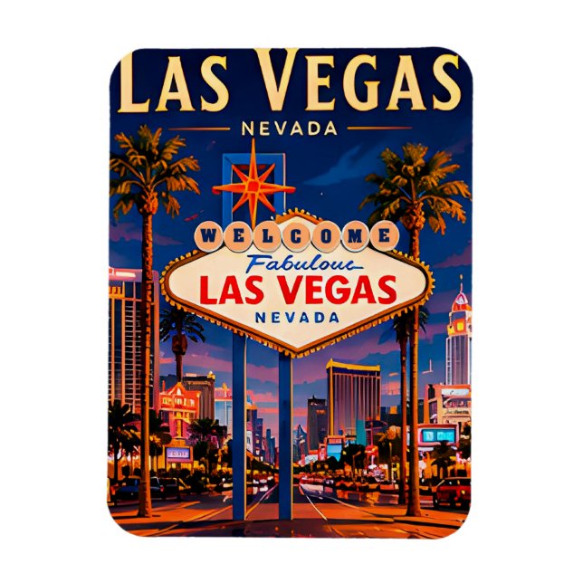 Ímã 🎰 Faixa e paisagem de Las Vegas Nevada (Vertical)