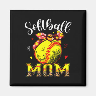 Imã Faixa para Mãe de Softbol Leopardo Bola de Softbol