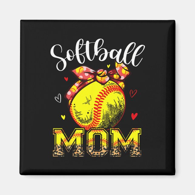 Imã Faixa para Mãe de Softbol Leopardo Bola de Softbol (Frente)