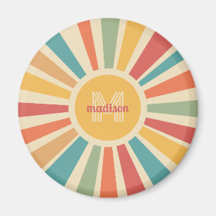 Imã Faixas Retroativas de Monograma e Nome Personaliza