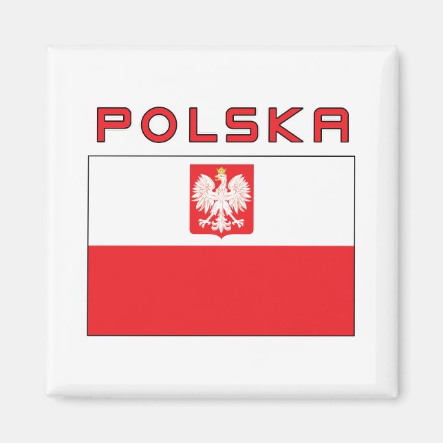 Imã Falcão Polonês - Bandeira Com Polska (Frente)