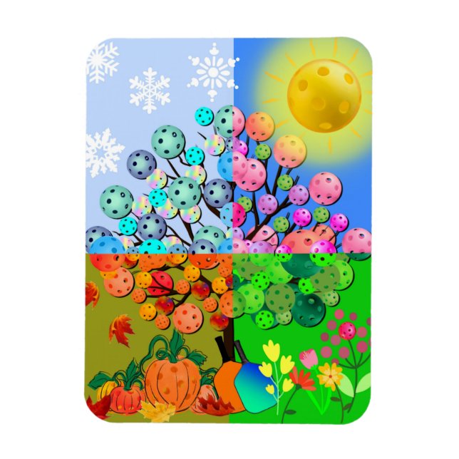 Ímã Fall de inverno com Primavera de Verão da Estação  (Vertical)