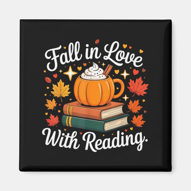 Imã Fall In Love With Reading Autumn Pumpkin Mug Book  (Frente)