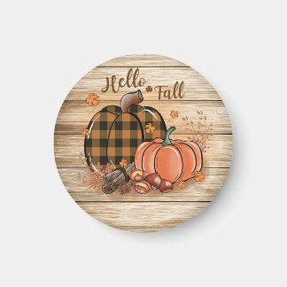 Imã Fall Pumpkin Round Magnet