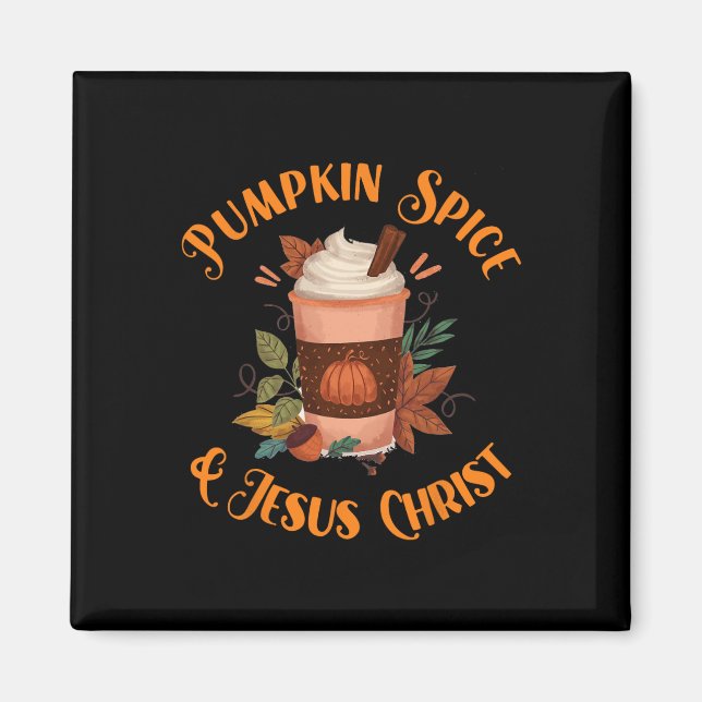 Imã Fall Season Cute Pumpkin Spice E Jesus Cristo (Frente)