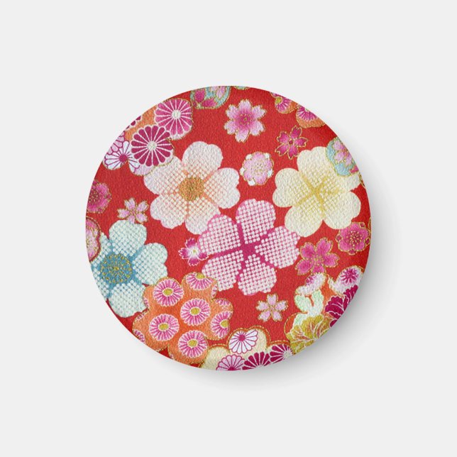 Imã Falln Crimson Floral Chirimen (Frente)