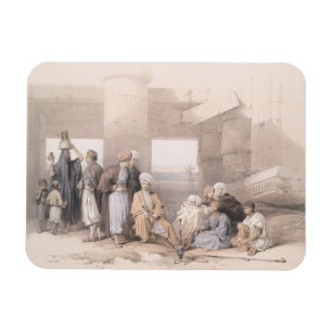 Ímã Família beduína no templo de Amun, Thebes, Egipt