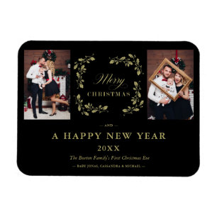 Ímã Família Black Trend Elegante Chic Christmas 2 Phot