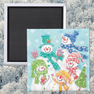Imã Família bonito do boneco de neve do Natal na neve