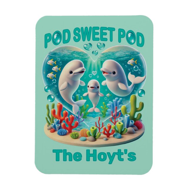 Ímã Família de baleias "Pod Sweet" Personalizável (Vertical)