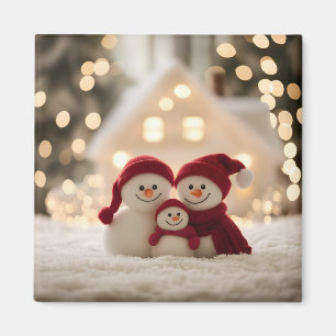 Imã Família de Boneco de Neve Fofo Natal de Inverno