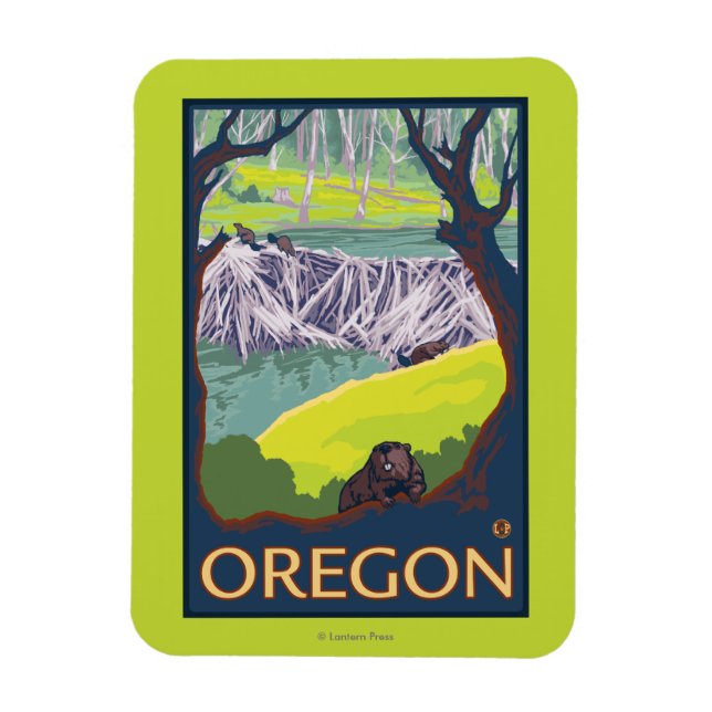 Ímã Família de castores (Vertical)