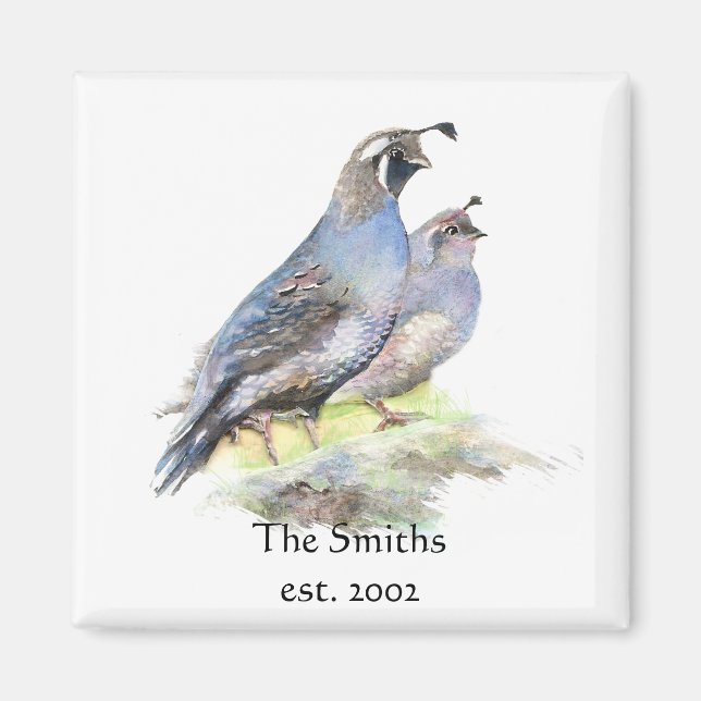 Imã Família de Data Personalizada Monograma de Pássaro (Frente)