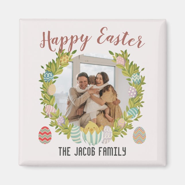 Imã Família de felzs pascoa, família feliz, uma foto (Frente)