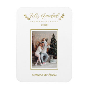 Ímã Família de Fotos de Natal Simples Elegante Chic Es