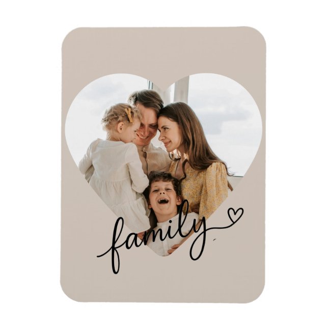 Ímã Família de Fotos do Coração Personalizada (Vertical)