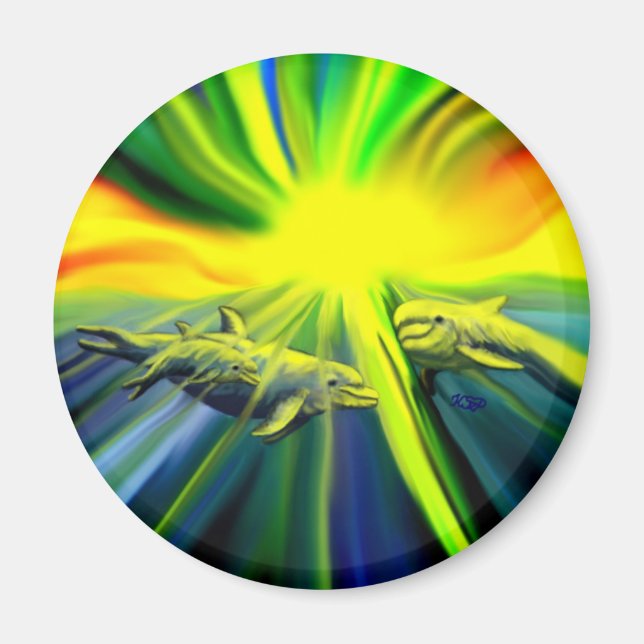 Imã Família de golfinhos no sol (Frente)